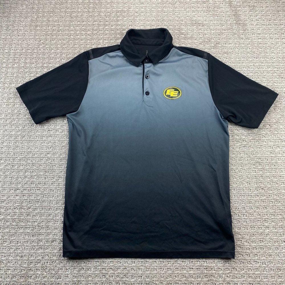 Edmonton Football Golf Shirt Men Medium M Black Gray Polo Polyester CFL Elevate